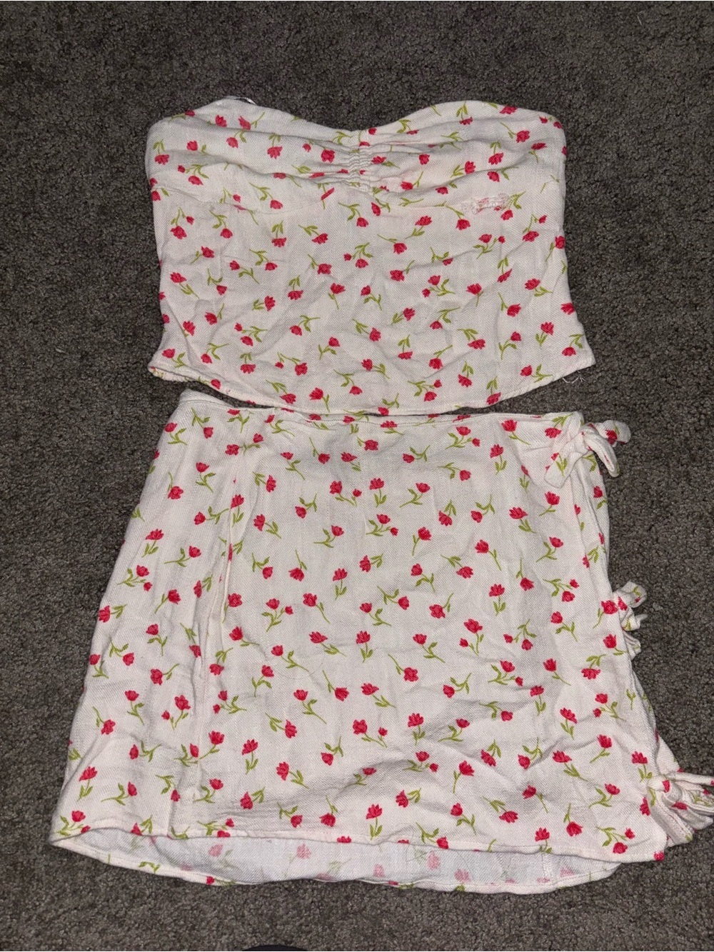 Sienna Sky Two-Piece White Floral Tube Top and Skirt Set